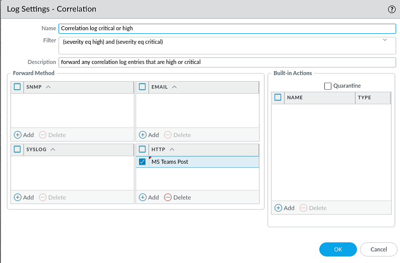 log settings